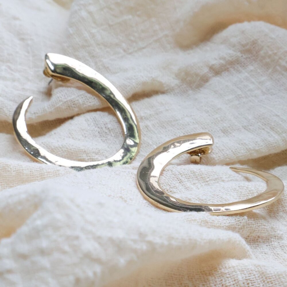 ROBERT LEE MORRIS GoldTone Crescent Hoop Earrings - Picture 2 of 3